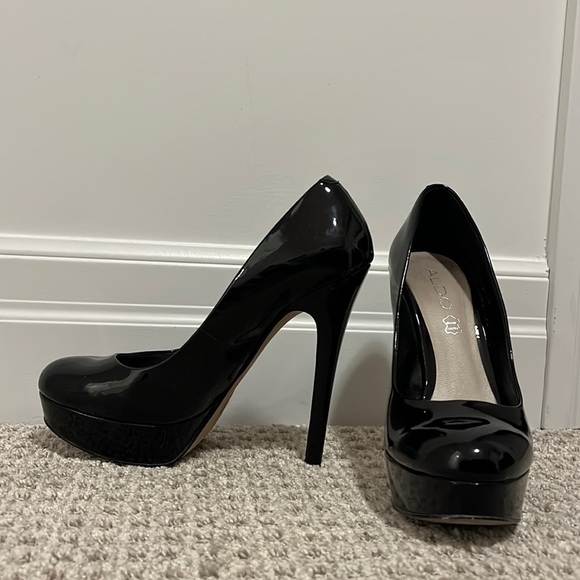 Aldo patent leather platform stiletto black heels - Picture 1 of 16